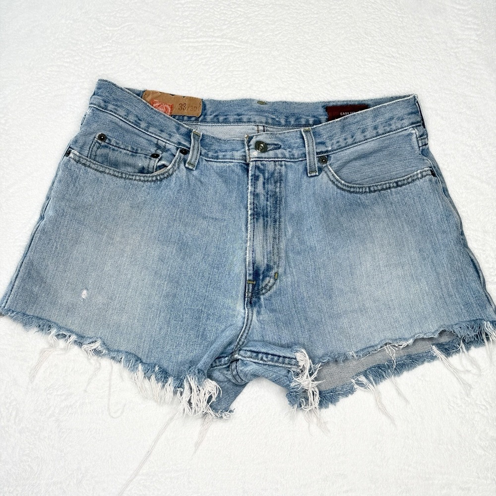 Gap 1969 Easy Fit Denim Cutoff Shorts 33 Distressed Raw Hem Y2K Light Wash